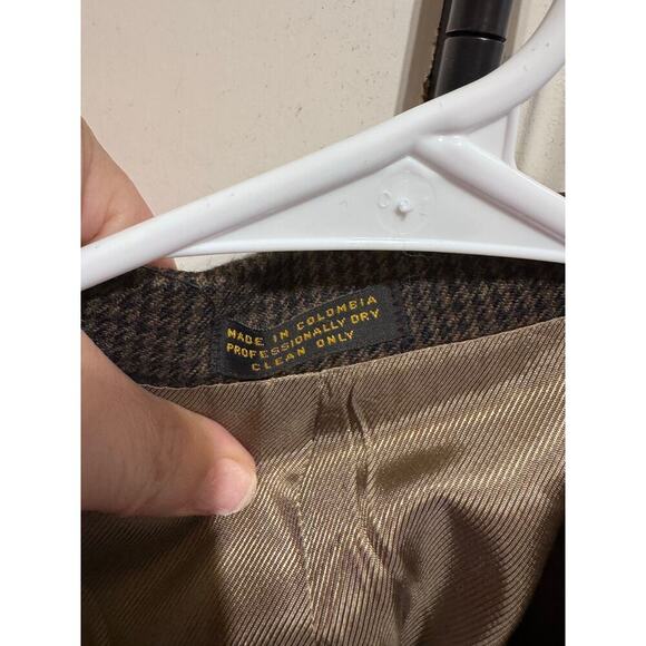 Oscar De La Renta Men's 100% Wool Blazer Sports Coat Brown Houndstooth Sz 46R - Picture 15 of 16